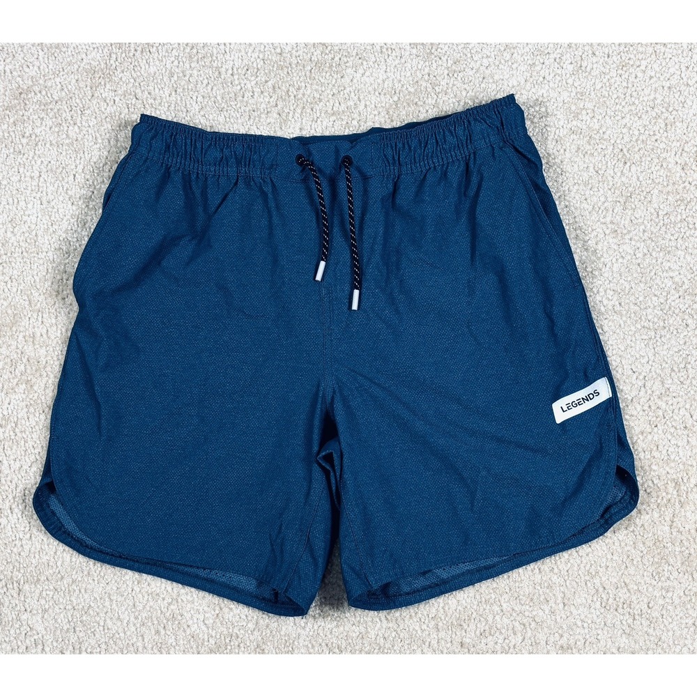 Legends Luka Mesh Shorts Lined Elastic Waist Pockets Mens Large Blue